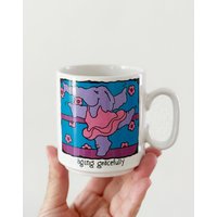 90Er Jahre Dummer Applaus Lila Elefant Tutu Keramik Kaffeebecher | Positive in Würde Altern Einstellung von simplychi