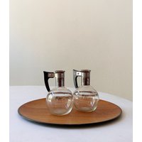 Kleine Mid Century Modern Atomic Glas Silber Kaffeekanne | Knospe Vase Starter von simplychi