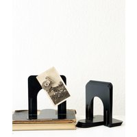 Retro Klassisch Modernes Schwarzes Metall Büro Buchstützen 2Er Set von simplychi