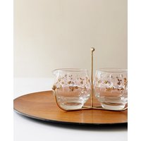 Vintage Libbey Glass Creamer Und Zucker Set Goldblumenakzent von simplychi