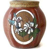 Vintage Signierte Claybelly Keramik Kolibri Blumenvase von simplychi