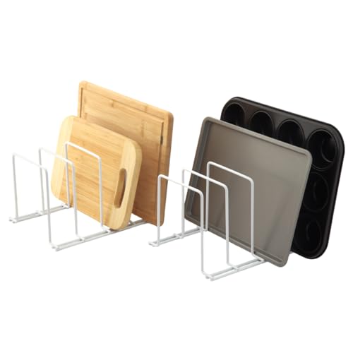 simplywire – Backblech- und Schneidebrett-Gestelle – 2er-Pack – Pfannenaufbewahrung – Küchenschrank-Organizer – Weiß von simplywire