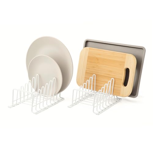 simplywire – 2er-Pack – Tellergestell/Abtropfkorb – Küchenschrank-Organizer – Weiß – Klein von simplywire