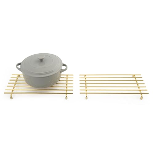 simplywire – Untersetzer – 2er-Pack – Hitzebeständig – Küchenarbeitsplattenschutz – Groß – Hellgold von simplywire