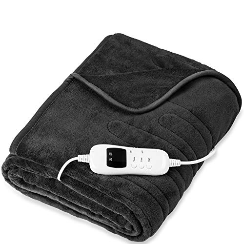 sinnlein® Heizdecke aus Plüsch 160 x 120 cm | elektrische Wärmedecke mit Abschaltautomatik | Kuscheldecke | Timerfunktion | 9 Temperaturstufen | waschbar bis 40°C | Digitalanzeige von sinnlein