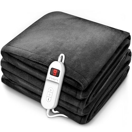 sinnlein® Heizdecke aus Plüsch 180 x 130 cm | elektrische Wärmedecke mit Abschaltautomatik | Kuscheldecke | Timerfunktion | 9 Temperaturstufen | waschbar bis 40°C | Digitalanzeige von sinnlein
