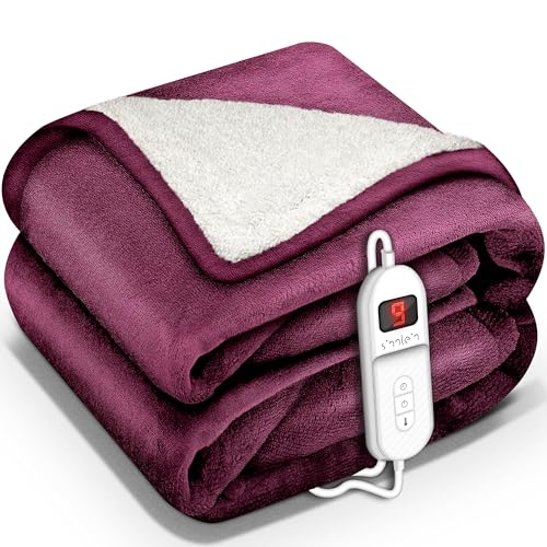 sinnlein® Heizdecke mit Abschaltautomatik 160 x 120 cm | Elektrische Wärmedecke mit 9 Temperaturstufen | Kuscheldecke Bett, Sofa | Decke elektrisch mit Timer Digitalanzeige von sinnlein