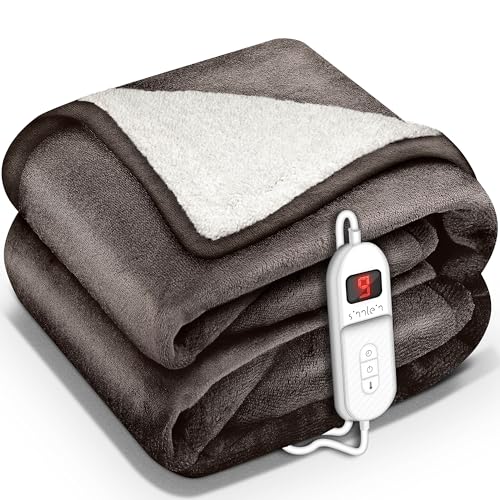 sinnlein® Heizdecke mit Abschaltautomatik 180 x 130 cm | Elektrische Wärmedecke mit 9 Temperaturstufen | Kuscheldecke Bett, Sofa | Decke elektrisch mit Timer Digitalanzeige von sinnlein