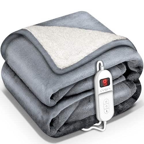 sinnlein® Heizdecke mit Abschaltautomatik 180 x 130 cm | Elektrische Wärmedecke mit 9 Temperaturstufen | Kuscheldecke Bett, Sofa | Decke elektrisch mit Timer Digitalanzeige von sinnlein