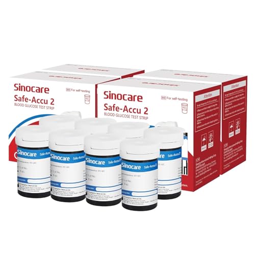 Sinocare Blutzuckerteststreifen 200 Stück, Sinocare Safe-Accu2 Blutzucker Teststreifen, Glukose Teststreifen (Nur Teststreifen, keine Lanzetten) von sinocare