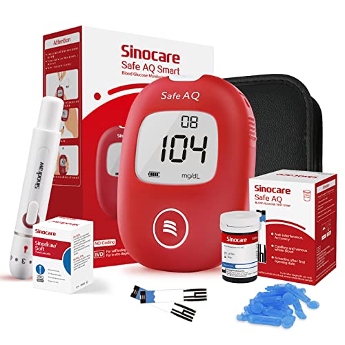 sinocare Blutzuckermessgerät, mg/dL, blutzuckermessgerät set mit teststreifen x25, Selbsttest Diabetes-Set, Portable für Reise(Safe AQ smart) von sinocare