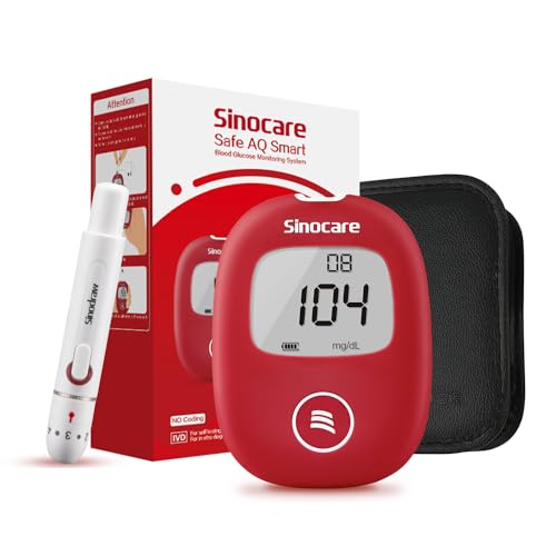 sinocare Blutzuckermessgerät Starterset Zuckermessgerät mg/dL, Safe AQ smart Diabetes Test für Zuhause Blutzucker Messen Teststreifen nicht enthalten von sinocare