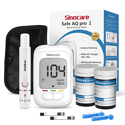 sinocare Blutzuckermessgerät Set, Upgrade Zuckermessgerät mit Teststreifen 50, Lanzetten x 50, Starter und Ältestenbedienung Freundlich(Safe AQ Pro I Blutzuckermessgeräte Set 50) von sinocare