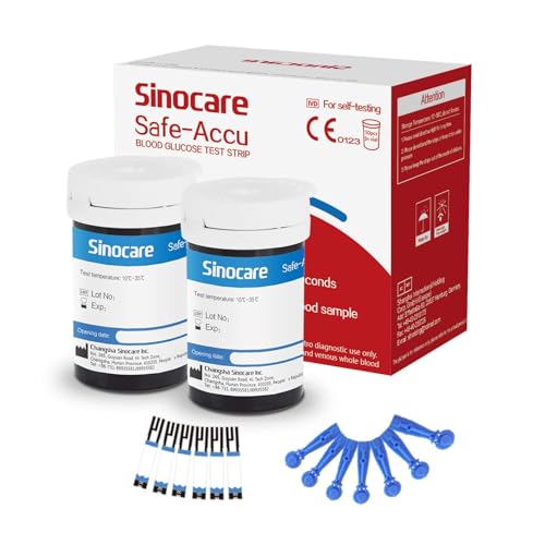 sinocare Safe-Accu Blutzuckerteststreifen Set, Teststreifen Blutzucker 50 (Nur für Safe-Accu Blutzuckermessgerät Testsieger) von sinocare