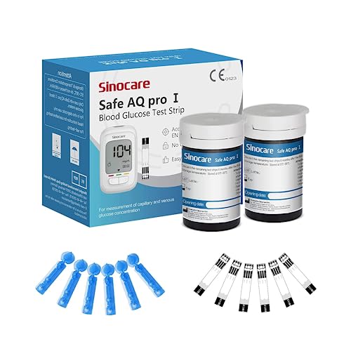 sinocare Teststreifen Blutzucker, Blutzuckerteststreifen Set mit FAD-GDH Reaction Enzyme Teststreifen 50 und Lanzetten 50 nur für Safe AQ Pro I Blutzuckermessgeräte von sinocare