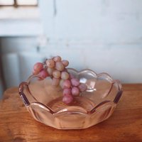 Vintage Rosaline Glas Schale, Ddr, 20 cm, Zartes Rosa, Mid-Century Modern Stil - Stilvolle Obstschale Oder Deko, Perfektes Sammlerstück von sinteins