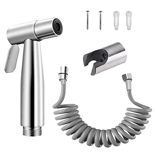Bidet Edelstahl Handbrause, Handbrause Set, Einstellbares Sprühen, Rohr und Haken Toilette oder wandmontierter Bidetaufsatz aus Edelstahl von sinzau