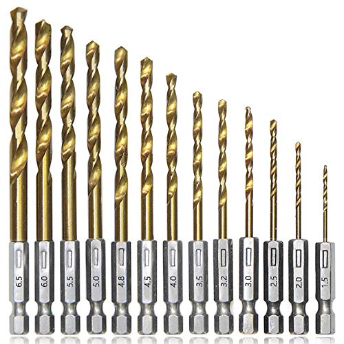 Bohrer Bit Set, 13 Stücke Hex Schaft, High Speed Stahl Titan beschichtete 1,5-6,5 MM Schraube Werkzeuge Bohrer von sinzau