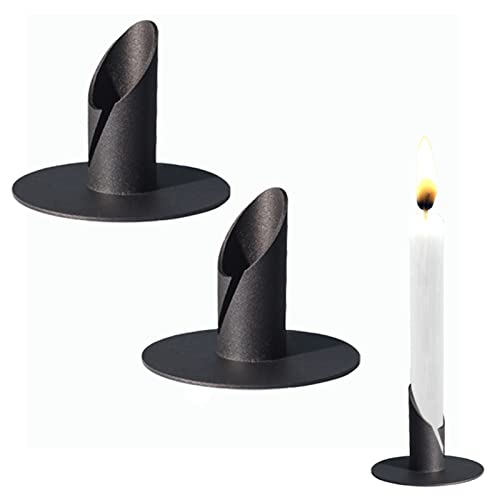 Kerzenständer, 2,2 cm Candlelight Dinner Kerzenhalter, Ideal Für Stabkerzen für Wohn und Schlafzimmerdekoration,2 Stück, Schwarz von sinzau