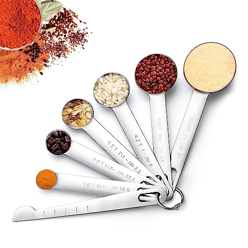 Messlöffel, Edelstahl Messlöffel 7 Stück mit Messlineal für Kochen, Trockenrationen und Flüssigkeit, Gutes Küchenwerkzeug Messlöffel, Edelstahl Messlöffel 7 Stück mit Messlineal für Kochen, Trockenrationen und Flüssigkeit, Gutes Küchenwerkzeug von sinzau