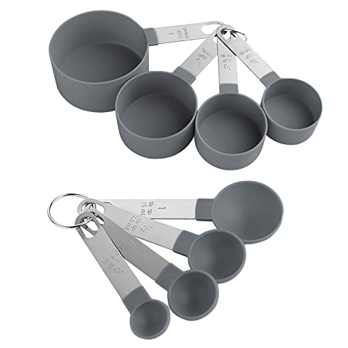 Messlöffel set, 8 Multifunktionslöffel zur Messung von Feststoffen und Flüssigkeiten in der Küche (Grau) von sinzau