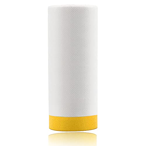 sinzau Abdeckfolie Klebeband, Vorgeklebte Abdeckfolie mit Gewebeklebeband Selbstklebende, Polyethylene Dust Film, Transparent Cover with Adhesive, Household Dust Masking Film, 3 x 20m von sinzau