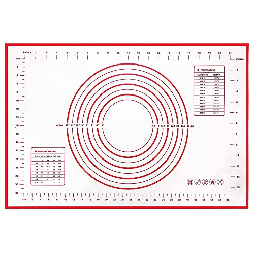 Silikon Backunterlage, 40X60CM Antihaft Teigmatte Ausrollmatte mit Messung, Rutschfeste Backunterlage Teigmatte, Silikonmatte Backmatte, Silikonmatte Backen Groß mit Teigkarte von sinzau