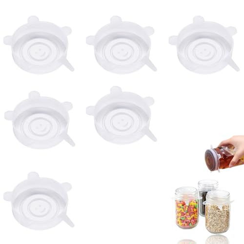 Silikondeckel, 6 Stück Silikondeckel Dehnbar, 9 cm Silikon Deckel Stretch für Dosen, Obst, Schüsseln, Becher, Transparent von sinzau