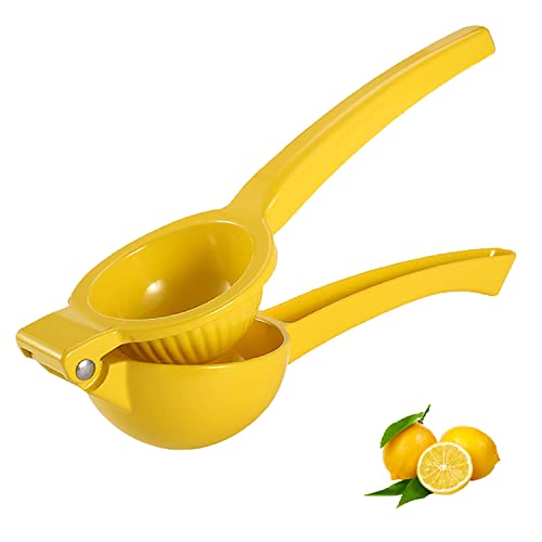 Manuelle Zitronenpresse, Strapazierfähige Handpresse, Saftpresse Limette Zitrusfrucht, Obst Manuelle Handpre, Schnelle und Effektive Entsaftung, Super Leicht zu Reinigen, 22 cm, Gelb von sinzau