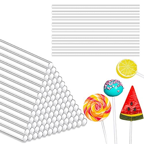 sinzau 100 Stück Cake Pop Stiele, 10cm Wiederverwendbar Transparent Lutscherstäbchen Kuchen Pop Sticks, Acryl Lutscher Sticks, für Herstellung Von Kuchenlutschern, Desserts und Pralinen von sinzau