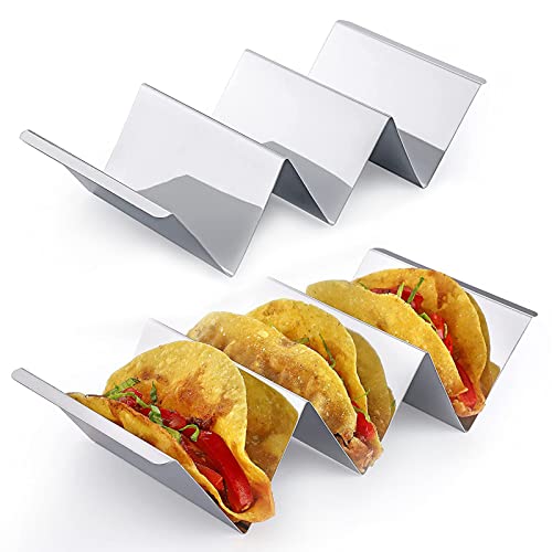 sinzau 2 Stücke Taco Halter, Halter Set/Hotdog Halterung, Halter Ständer in Wellenform, im Set aus Edelstahl, für Sandwiches, Restaurant, Zuhause, Picknick, Party, Festivals von sinzau