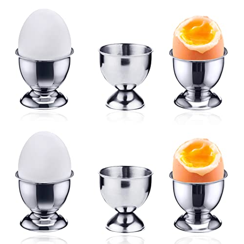 sinzau Eierbecher Rostfreier Stahl 6 Stück, Tablett Frühstück Egg Cup Halter, Kleine Weinglasform, Eierhalter Set von sinzau