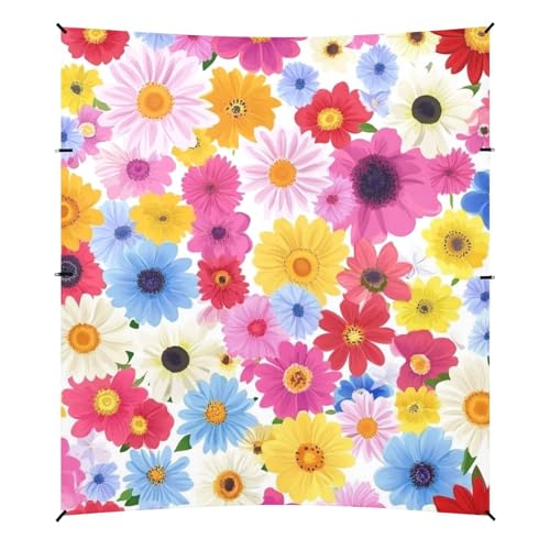 Beauty Sommer Blumen Faltbares Strandzelt UPF50+ Schutz Leichter Schatten Sonnenschutz mit Sandtaschen für Camping, Picknick, Hinterhof von siphylline