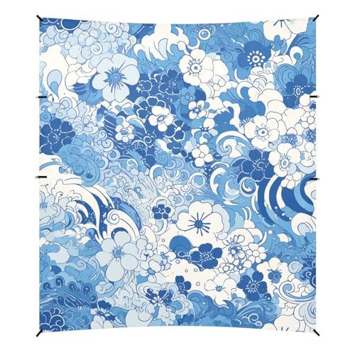 Blaue Blume Wave Faltbare Strandkabana UPF50+ Wasserdicht Große Tragbare Sonnenschutz mit Sandsäcken, Sandschaufel, Stangen für Familienreisen Blaue Blume Wave Faltbare Strandkabana UPF50+ Wasserdicht Große Tragbare Sonnenschutz mit Sandsäcken, Sandschaufel, Stangen für Familienreisen von siphylline