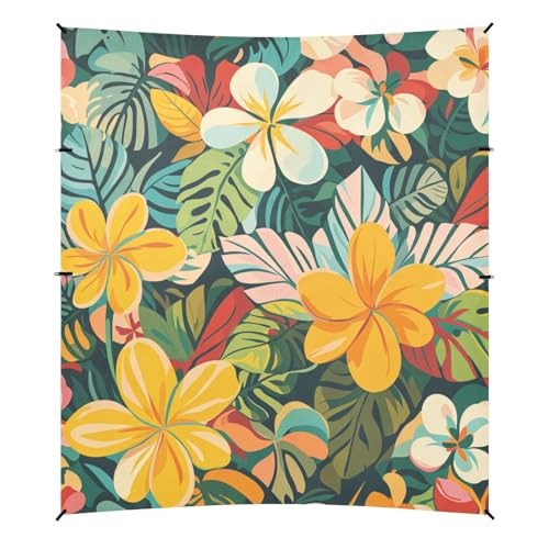 Buntes Sommer-Strandzelt mit Hawaii-Blumen, LSF 50, einfacher Aufbau, großer Sonnenschutz mit Sandtaschen, für Camping, Picknicks, Hinterhof von siphylline