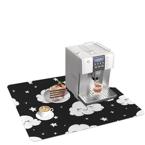 Cartoon Happy White Cloud Black Absorbent Coffee Dish Drying Mat Absorbent Quick Dry Dish Drying Mat for Coffee Maker Cartoon Happy White Cloud Black Absorbent Coffee Dish Drying Mat Absorbent Quick Dry Dish Drying Mat for Coffee Maker von siphylline