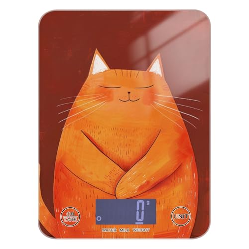 Chubby Big Orange Cat Lebensmittelwaage für den Heimgebrauch, 5 kg/5 g, digitale Küchenwaage mit 4 Einheiten zum Kochen, Kochen, Seifenherstellung (Batterien nicht im Lieferumfang enthalten) von siphylline
