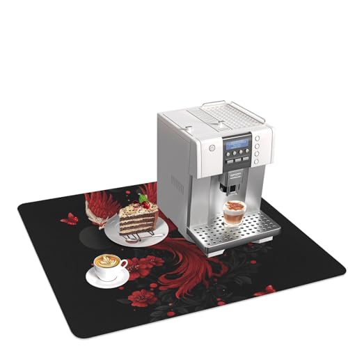 Red Phoenix chinesische Malerei Stil Arbeitsplatte Kaffee Matten saugfähige Kaffeemaschine Matte für Arbeitsplatte für Maker von siphylline