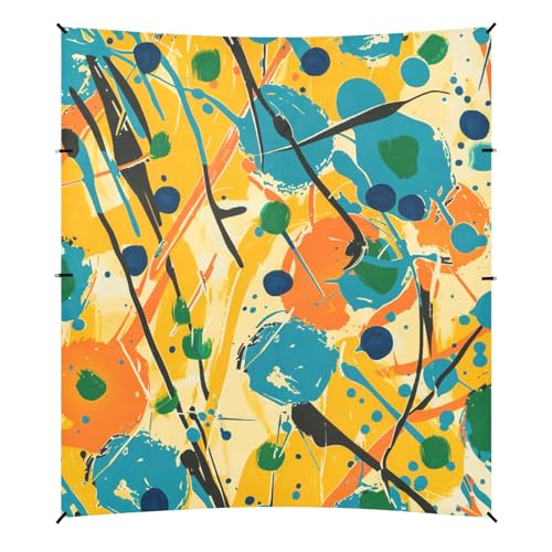 Retro Leopard Spots Orange Faltbare Strandüberdachung UPF50 Leichter Schatten Sonnenschutz mit Sandsäcken und Schaufel für Camping, Picknicks, Hinterhof & Angeln von siphylline