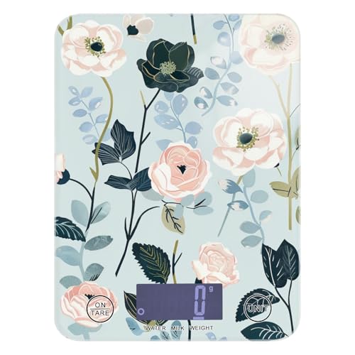 Tragbare Küchenwaage mit Blumen, 5 kg/5 g und Unzenwaage mit 4 Einheiten zum Backen, Backen, Diäten (Batterien nicht im Lieferumfang enthalten) von siphylline