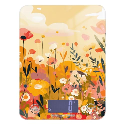 Tragbare digitale Küchenwaage mit bunten Blumen, 5 kg/5 g, Küchenwaage, digitales Gewicht, Gramm und Unzen, mit 4 Einheiten für Seifenherstellung, Gewichtsverlust, Diät (Batterien nicht im von siphylline