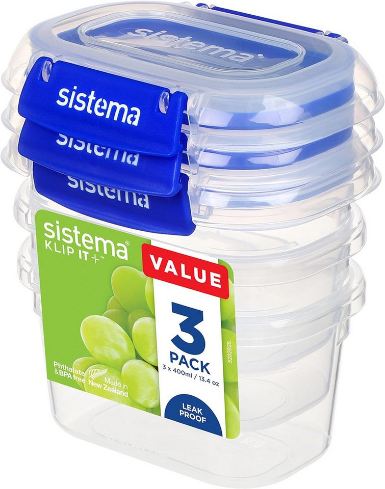 sistema Aufbewahrungsbox Sistema 400ml Rectangle Klip It+, 3er Pack sistema Aufbewahrungsbox Sistema 400ml Rectangle Klip It+, 3er Pack von sistema