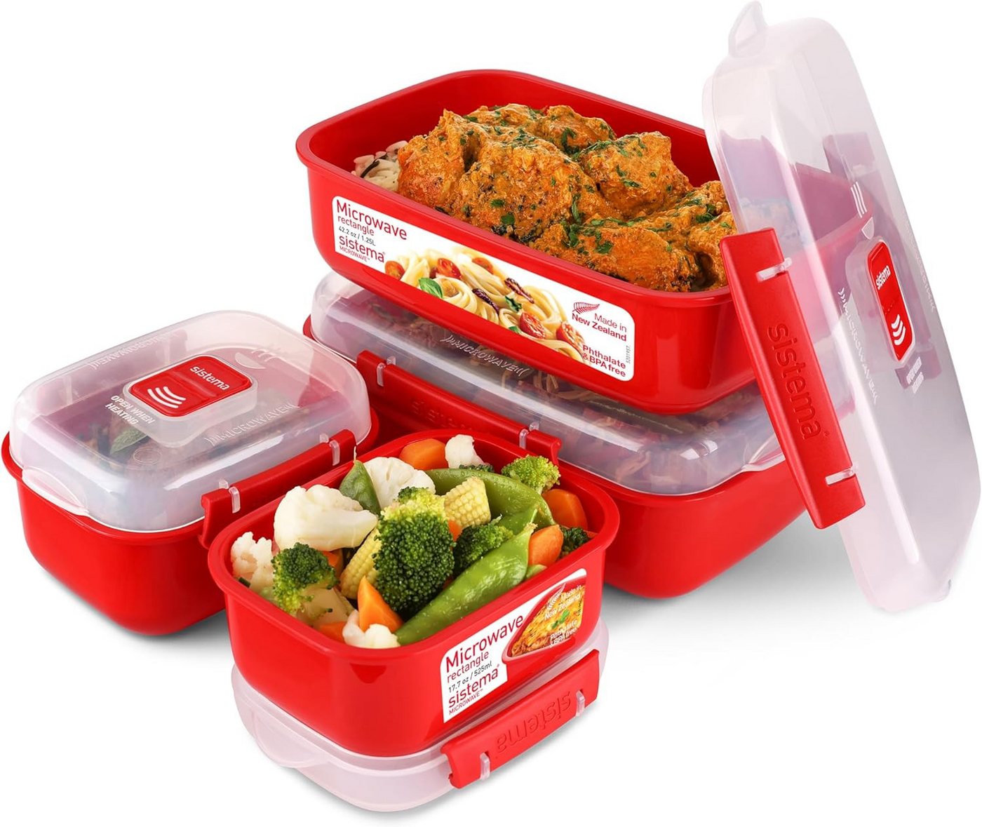 sistema Aufbewahrungsbox Sistema Microwave-Heat & Eat Frischhaltedosen Set, 4 Stück sistema Aufbewahrungsbox Sistema Microwave-Heat & Eat Frischhaltedosen Set, 4 Stück von sistema