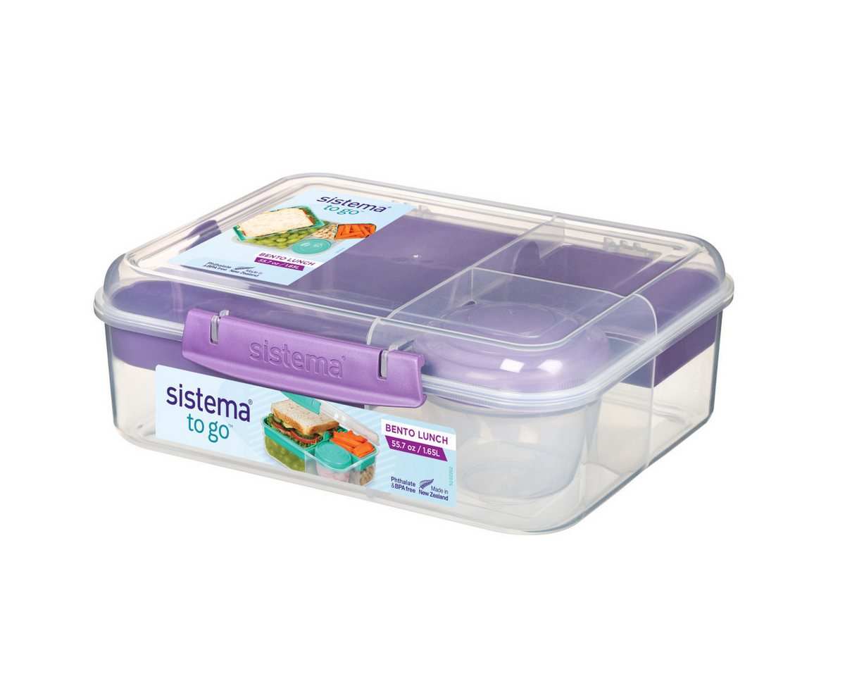 sistema Lunchbox Bento Lunchbox To Go, unterteilt, transparent-lila, Kunststoff Bisphenol A und Weichmacher frei von sistema