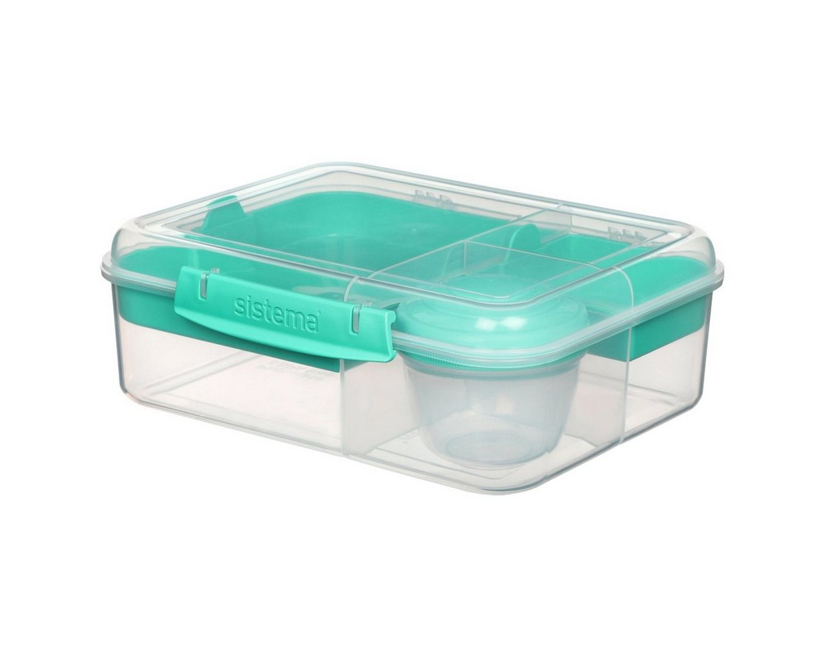 sistema Lunchbox Bento Lunchbox To Go, unterteilt, transparent-mint, Kunststoff Bisphenol A und Weichmacher frei von sistema