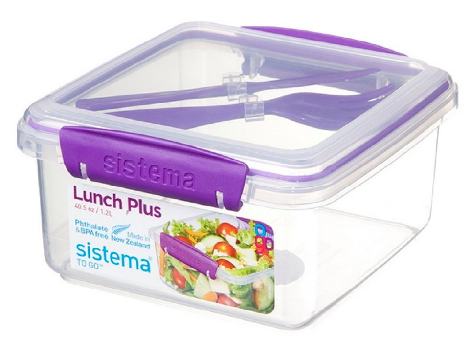 sistema Lunchbox Lunchbox Plus To Go mit Besteck- transparent, 1,2 Liter aus Kunststoff von sistema