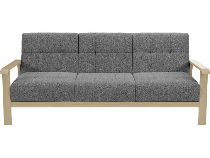 3-Sitzer SIT & MORE Billund , grau (gray), B:199cm H:88cm T:106cm, 100% Polyester, Sofas, Armlehnen aus Buchenholz in natur, verschiedene Bezüge und Farben von sit&more