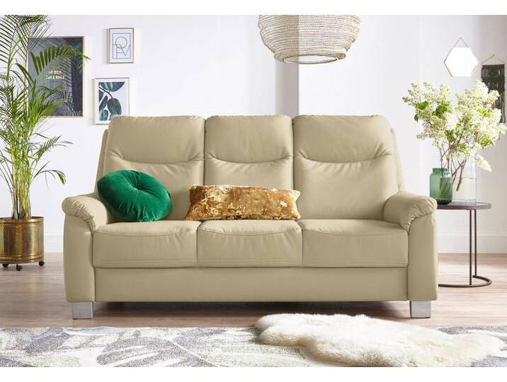 3-Sitzer SIT & MORE Boccaccio , weiß (ivory), B:190cm H:104cm T:96cm, Flachgewebe (100% Polyester);Kunstleder SOFTLUX;Luxus-Microfaser (90% Polyester, 10% Polyamid), Sofas, inklusive Federkern und Kopfteilverstellung von sit&more