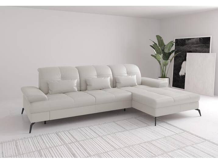 Ecksofa SIT & MORE Amica , weiß (reinweiß), B:279cm H:90cm T:185cm, Sofas, inkl Sitztiefenverstellung und Armteilverstellung von sit&more