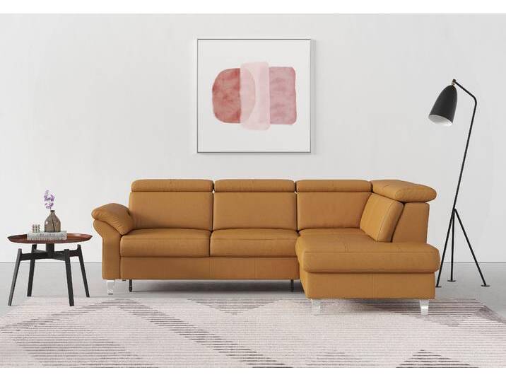 Ecksofa SIT & MORE Arngast L-Form , gelb (curry), B:245cm H:84cm T:194cm, Sofas, inklusive Kopfteilverstellung und Federkern von sit&more